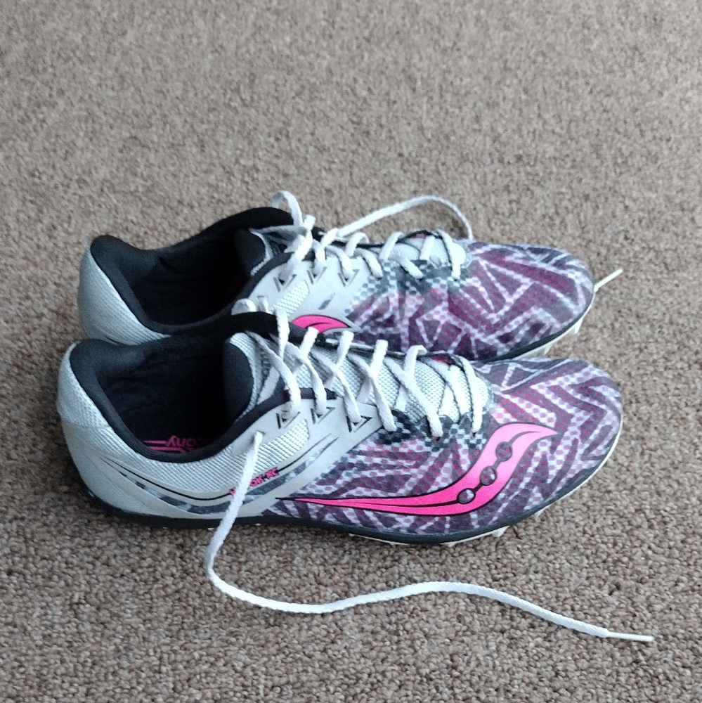 Saucony Women’s Size 10 Havok XC Racing Spikes-Gray and Pink ExcellentCondition